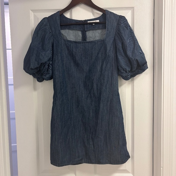 Like New FRAME Nina Puff Sleeve Denim Minidress Size Small - Picture 2 of 4